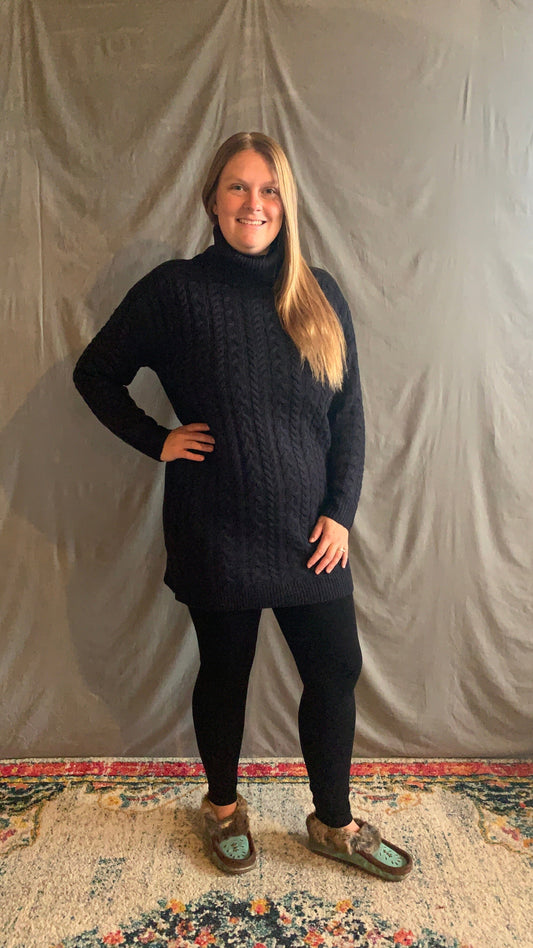 Atlacoya Long Sleeve Turtle Neck Dress by RD Style - Dark Storm RD Style