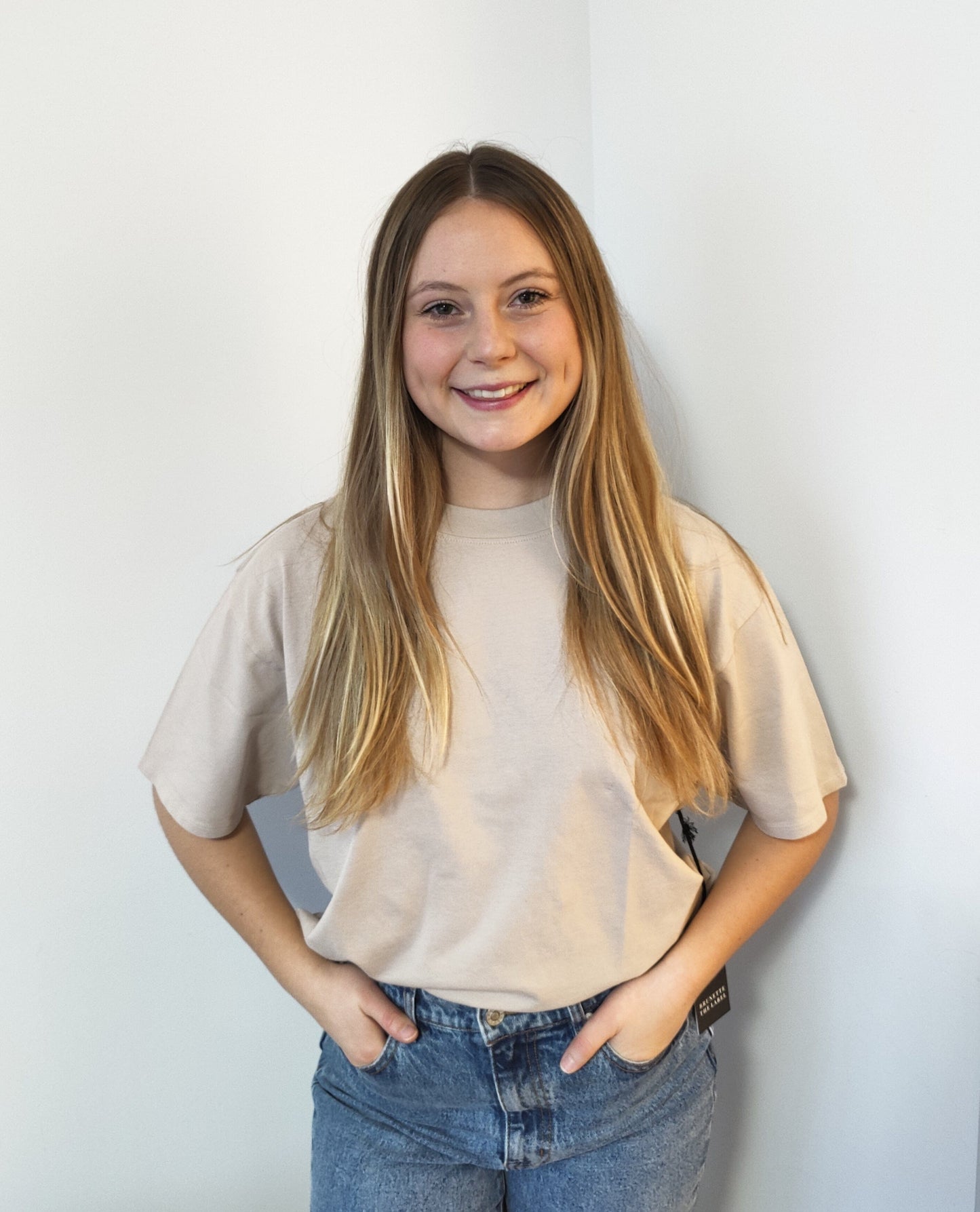 Brunette Boxy Crew Neck Tee - Oyster tee Brunette the Label