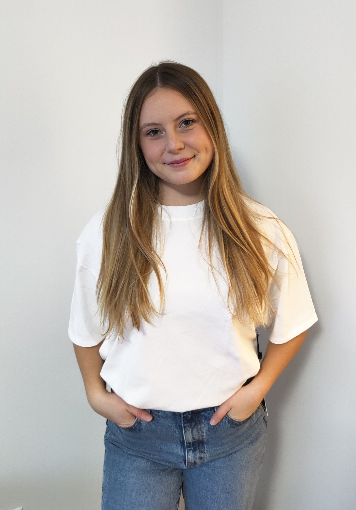 Brunette Boxy Crew Neck Tee - White tee Brunette the Label