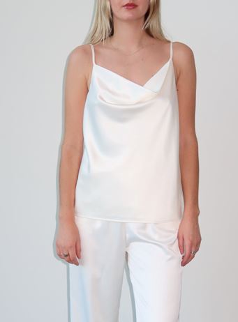 Carrie Satin Camisole Cowl Top - Oyster Shell Unapologetic Boutique