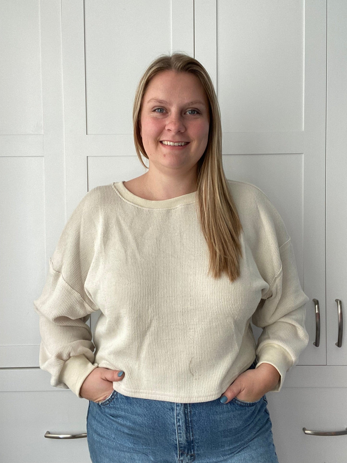 Cozy Cottage Back Twist Top sweater Sage the Label