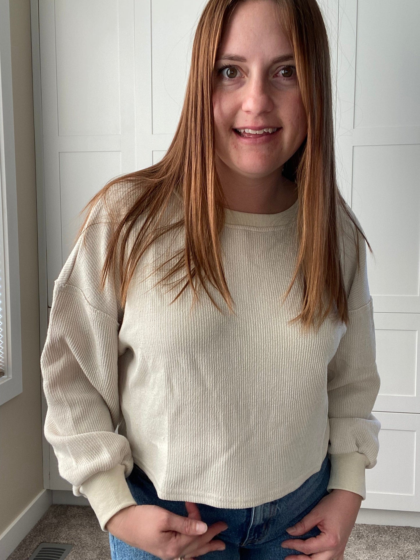Cozy Cottage Back Twist Top sweater Sage the Label