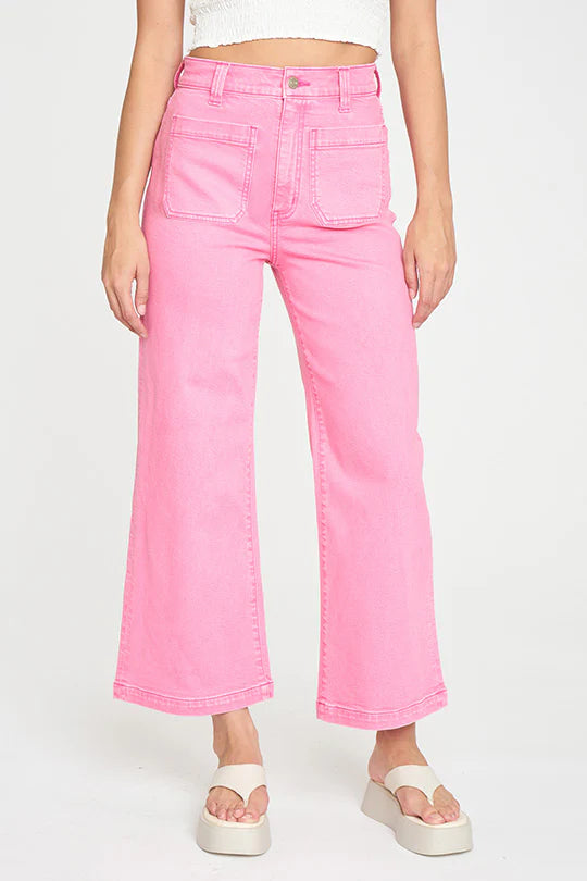 Daze Denim Siren Patch Pocket Wide in Candy - crop length Daze Denim