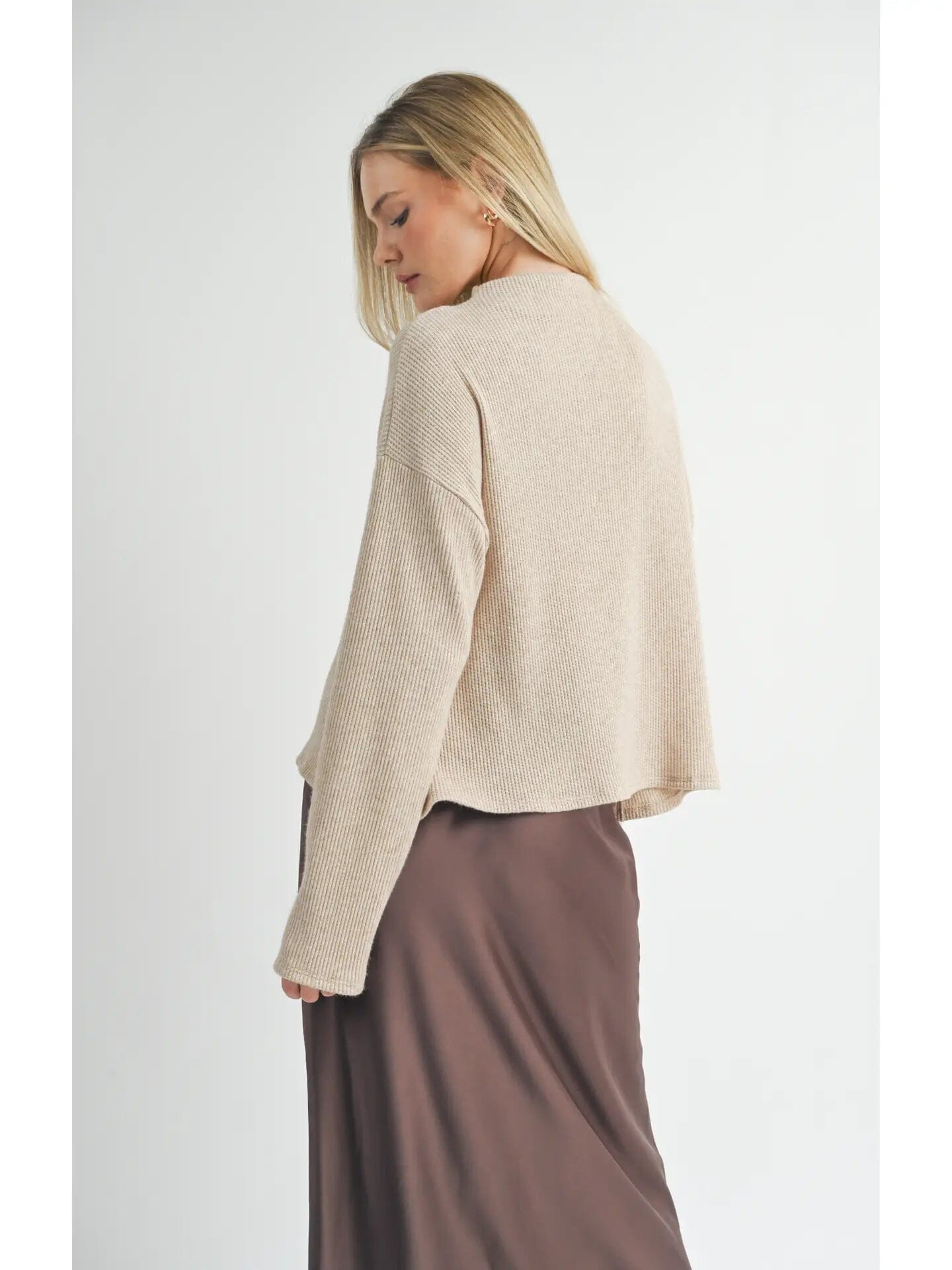 Doing Well Mock Neck Sweater Top Sage the Label