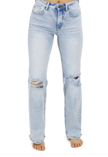 Grace and Lace Wide Leg Premium Denim in Light Wash Grace & Lace