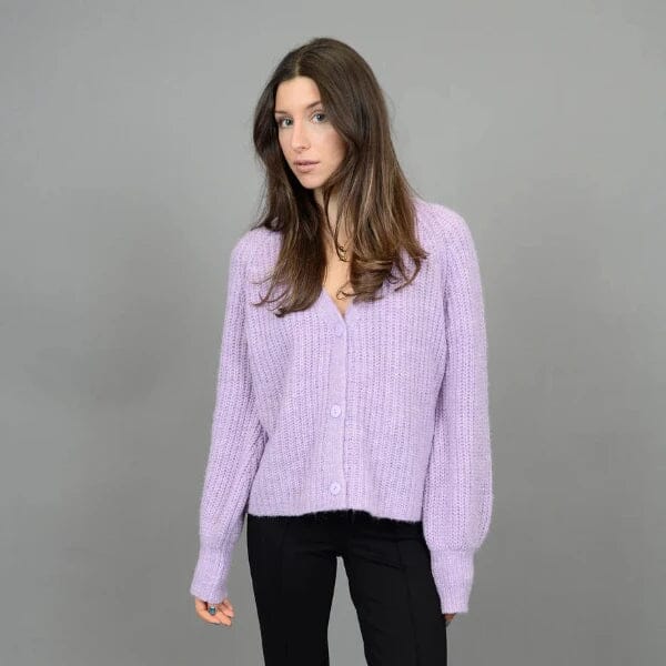 Loretta Long Sleeve Raglan V-Neck Cardigan by RD Style - Lilac Cardigan RD Style