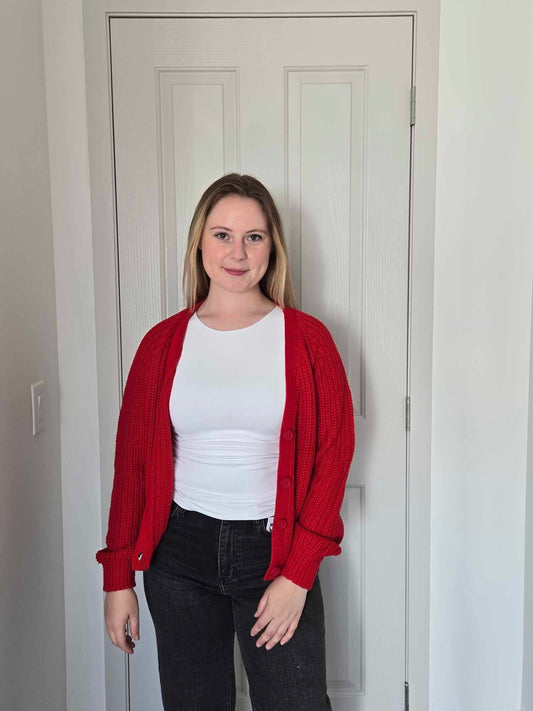 Nadeera Cardigan by RD Style - Cherry Red sweater RD Style