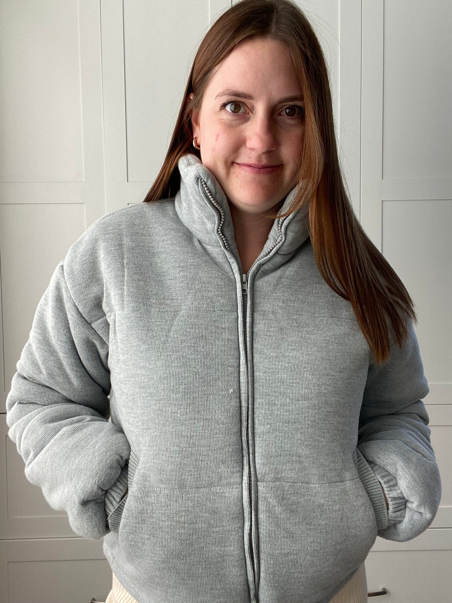 Priv Celine Knit Puffer Jacket - Grey coat Unapologetic Boutique