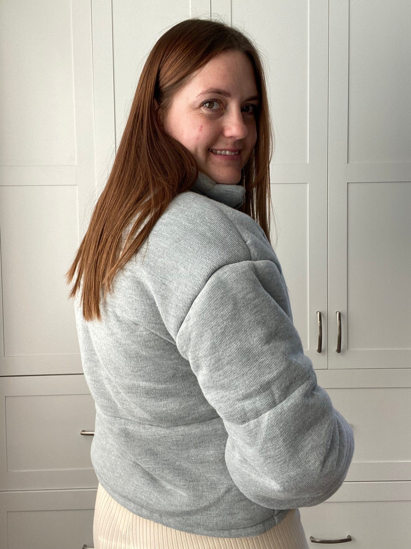Priv Celine Knit Puffer Jacket - Grey coat Unapologetic Boutique