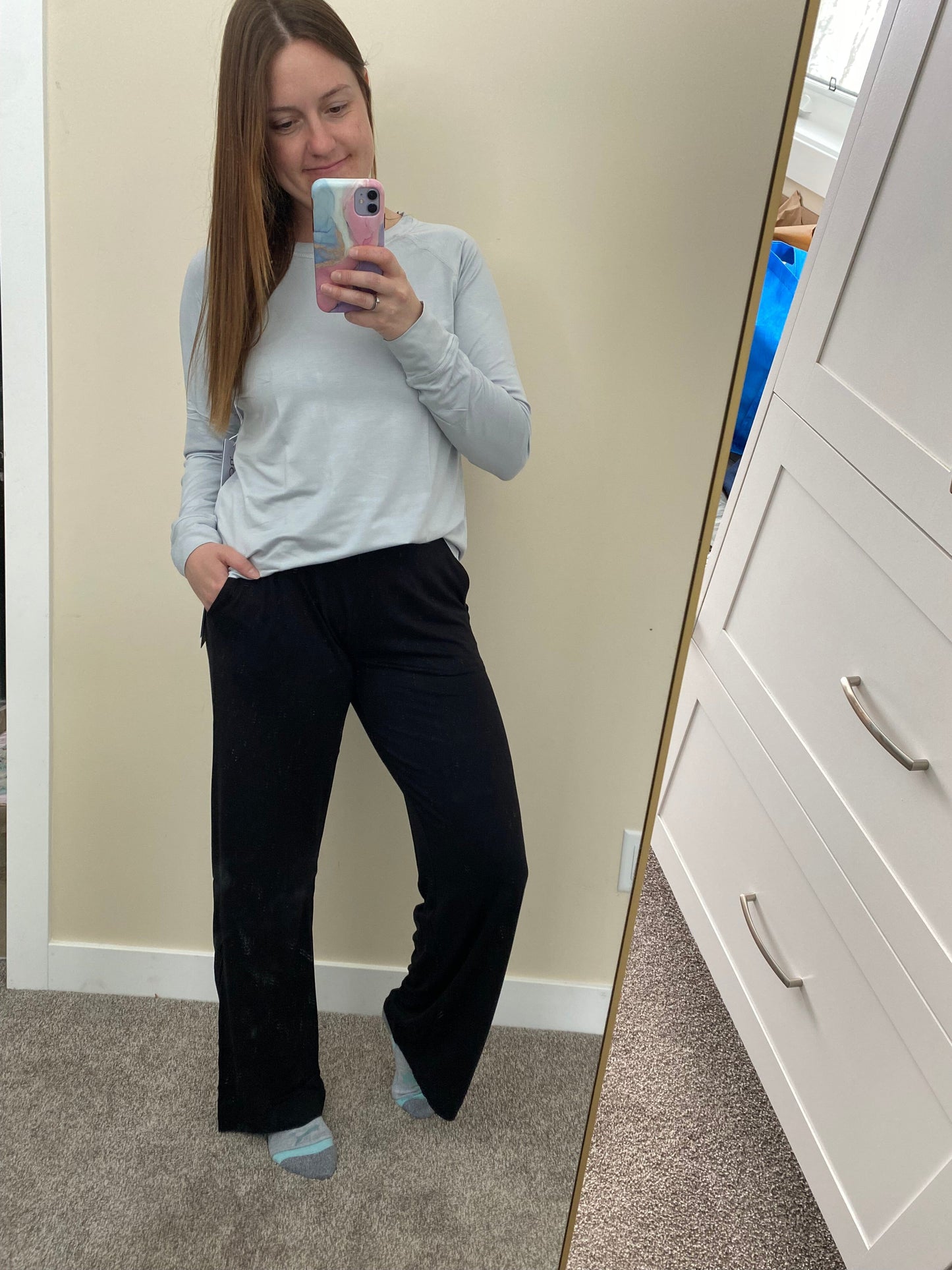 Raglan Long Sleeve Top in Dove boody