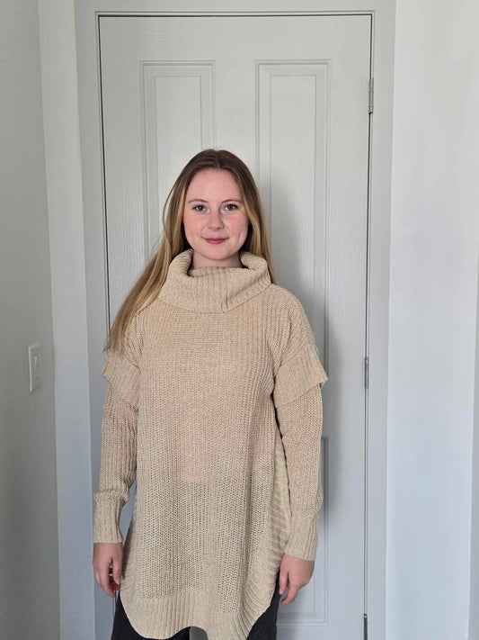 Renee Long Sleeve Cowl Neck Poncho by RD Style - White Beach Twist sweater RD Style