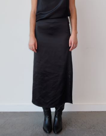 Satin Maxi Skirt in Black - Brunette the Label Unapologetic Boutique