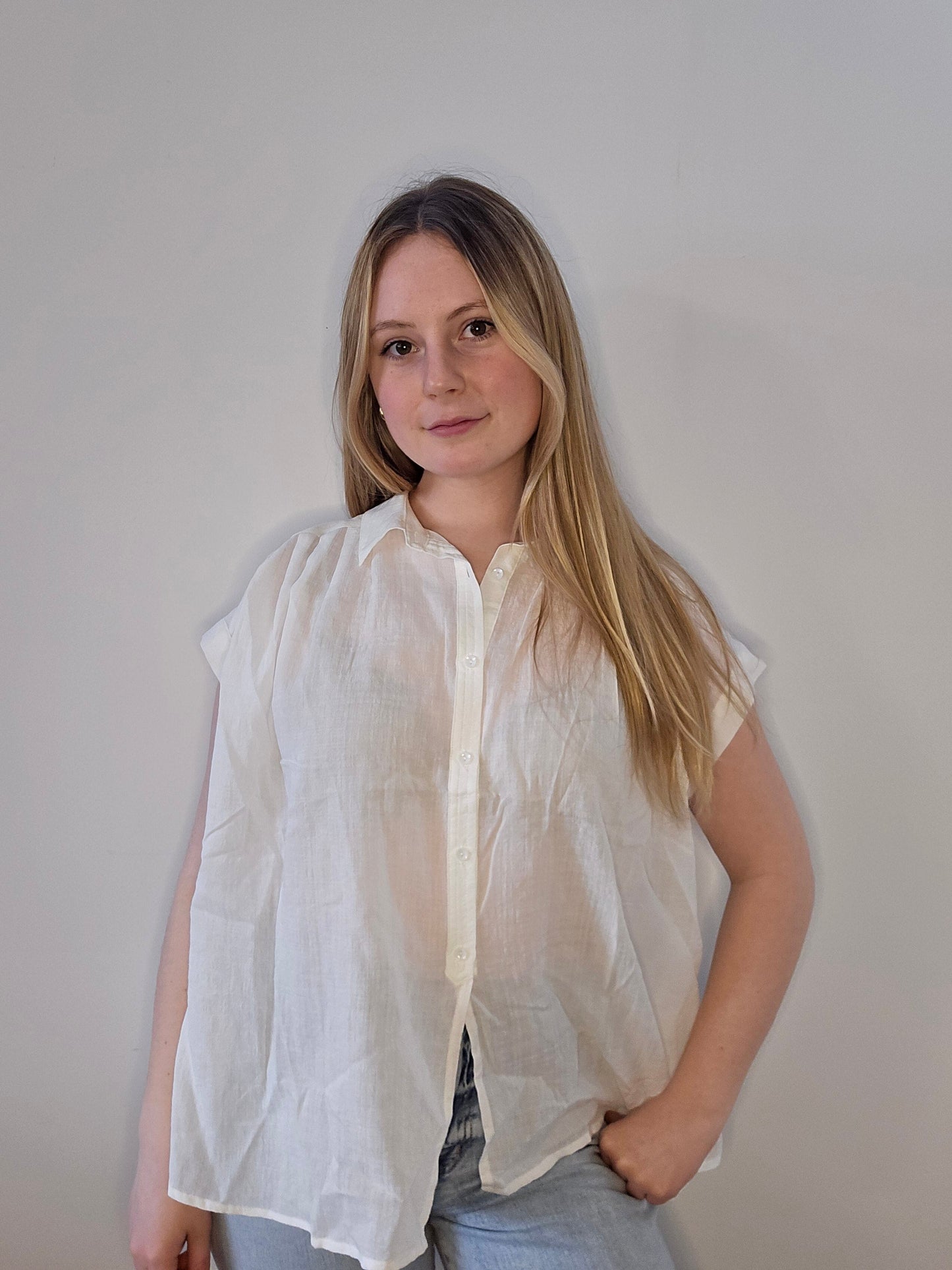 See U Soon Button Up - Ivory tank See U Soon