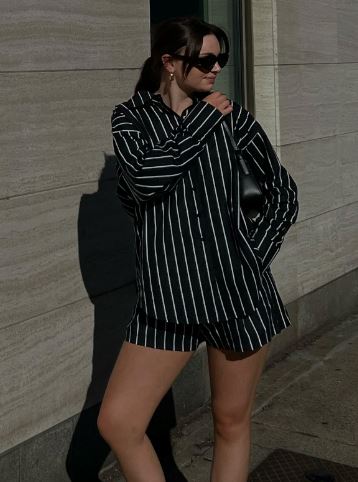 Striped Boxer Short Shorts Brunette the Label