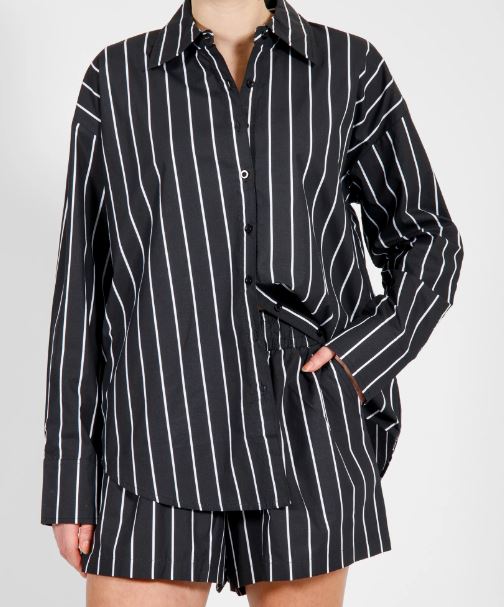 Striped Button Up Shirt Top Brunette the Label