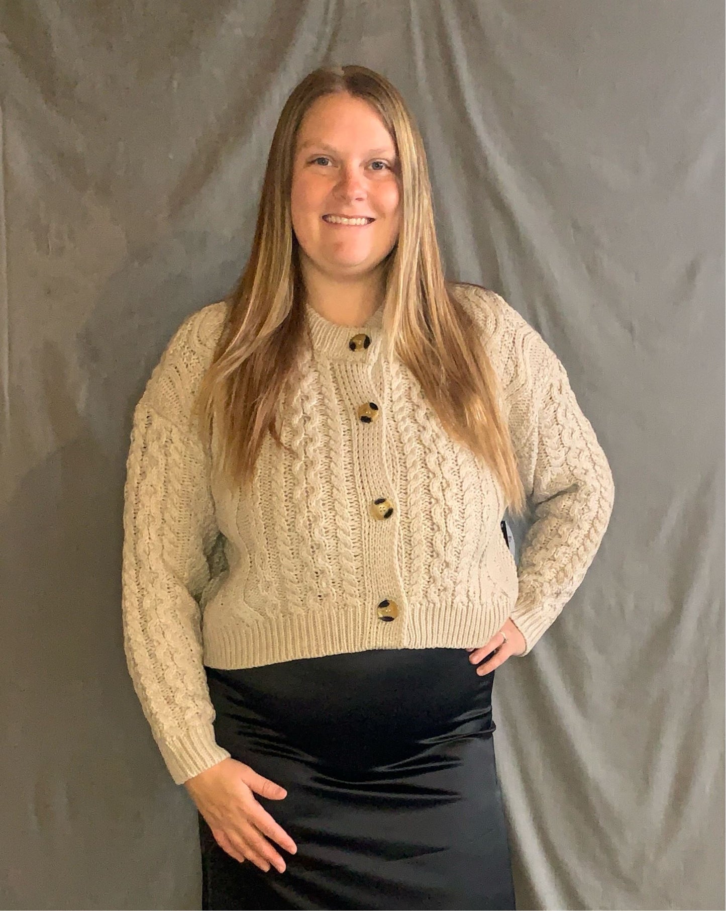 Ulrica Crewneck Knit Cardigan by RD Style - Sanded Snow RD Style