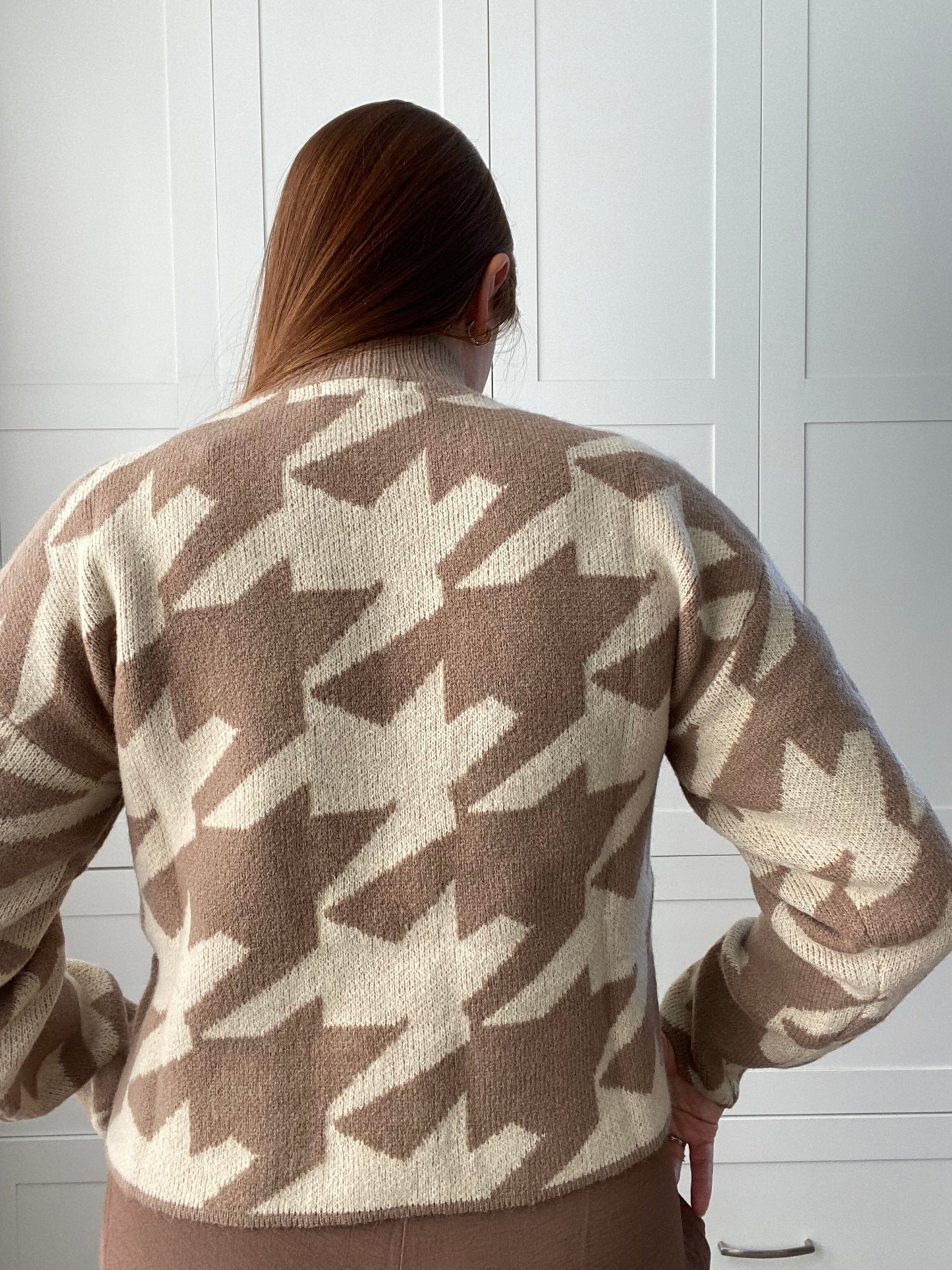 Wasteland Houndstooth Pullover - Cream & Taupe sweater Sage the Label