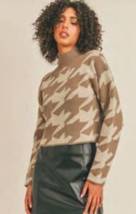 Wasteland Houndstooth Pullover - Cream & Taupe sweater Sage the Label