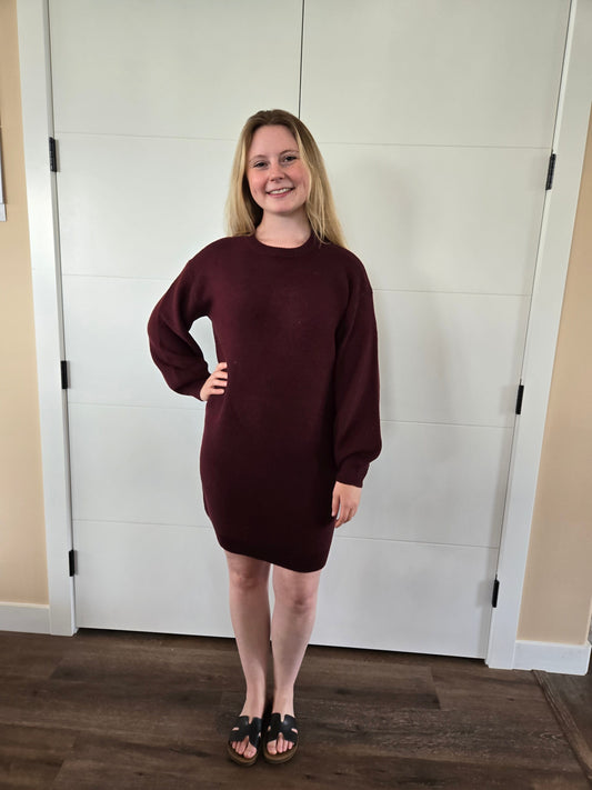Zara Long Sleeve Turtle Neck Dress by RD Style - Burgundy bodysuit RD Style