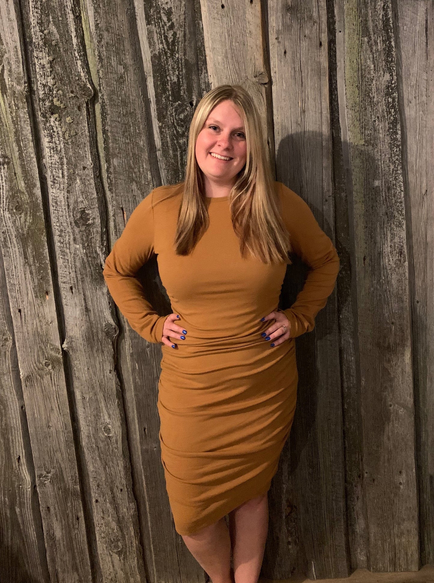 Ampersand Avenue Better Than Basics Long Sleeve Dress - Butterscotch Dress Ampersand Avenue