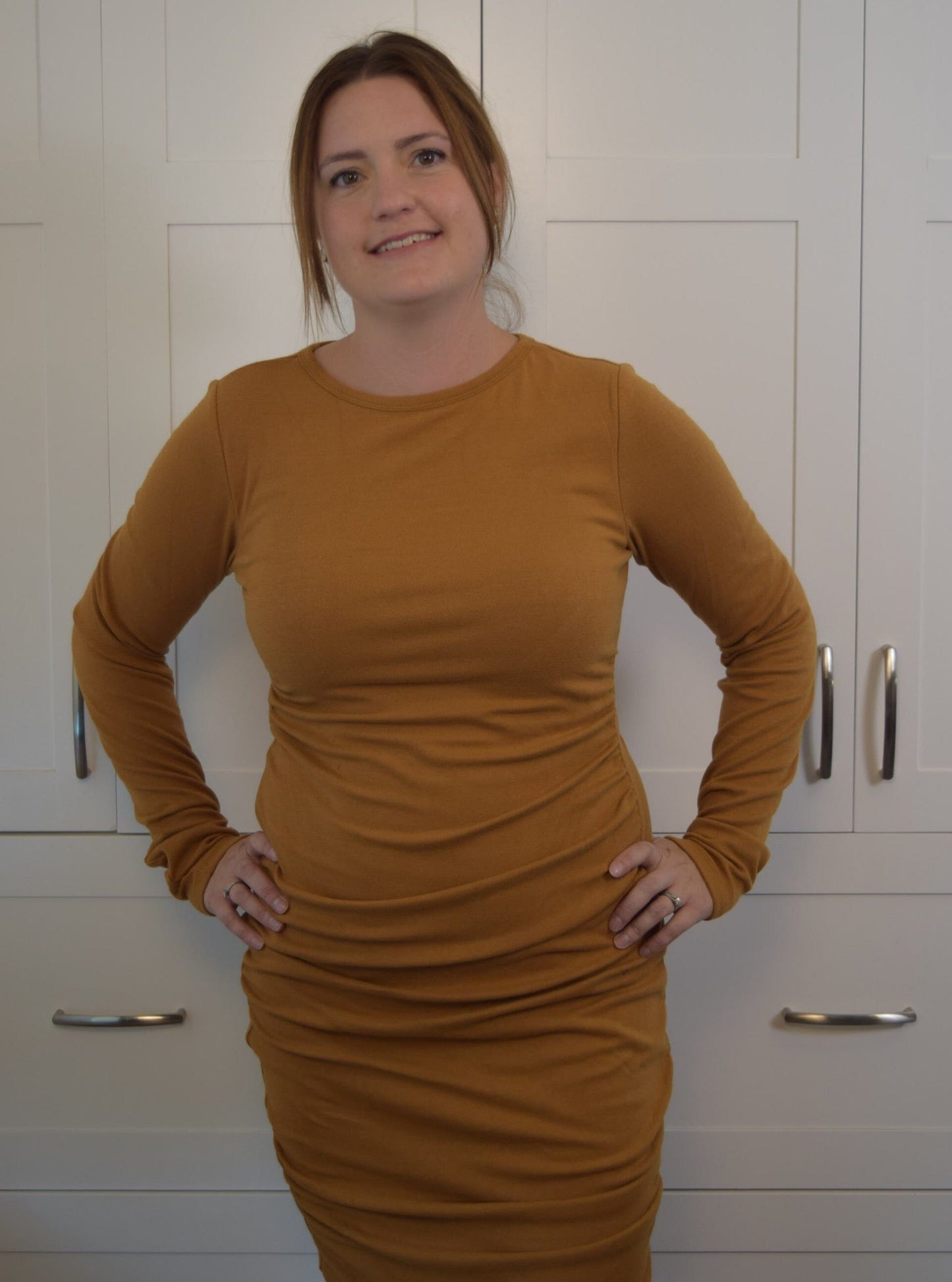 Ampersand Avenue Better Than Basics Long Sleeve Dress - Butterscotch Dress Ampersand Avenue