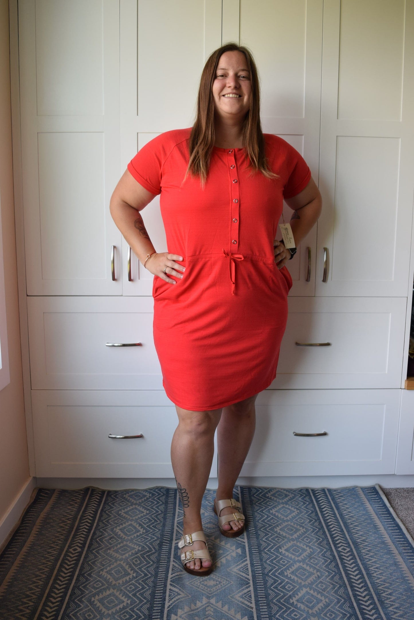 Grace & Lace Raglan Tee Dress - Hot Red Dress Grace & Lace