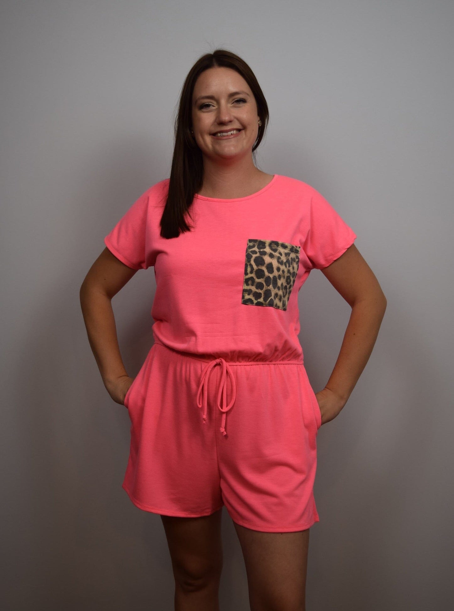 Highlighter Neon Pink Leopard Romper Romper Heimish