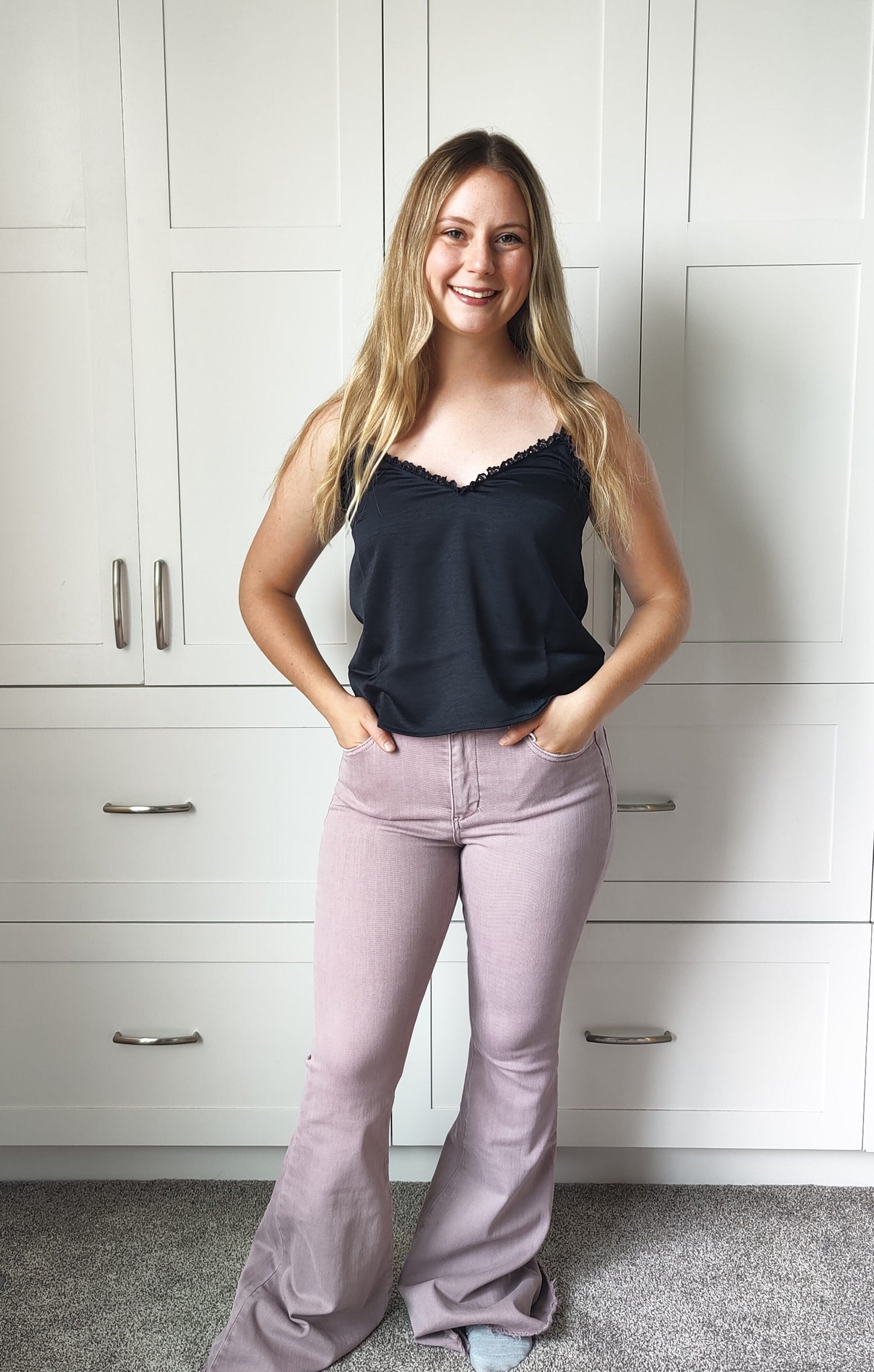 Kelly High Rise Super Flare Coloured Denim by Vervet Vervet