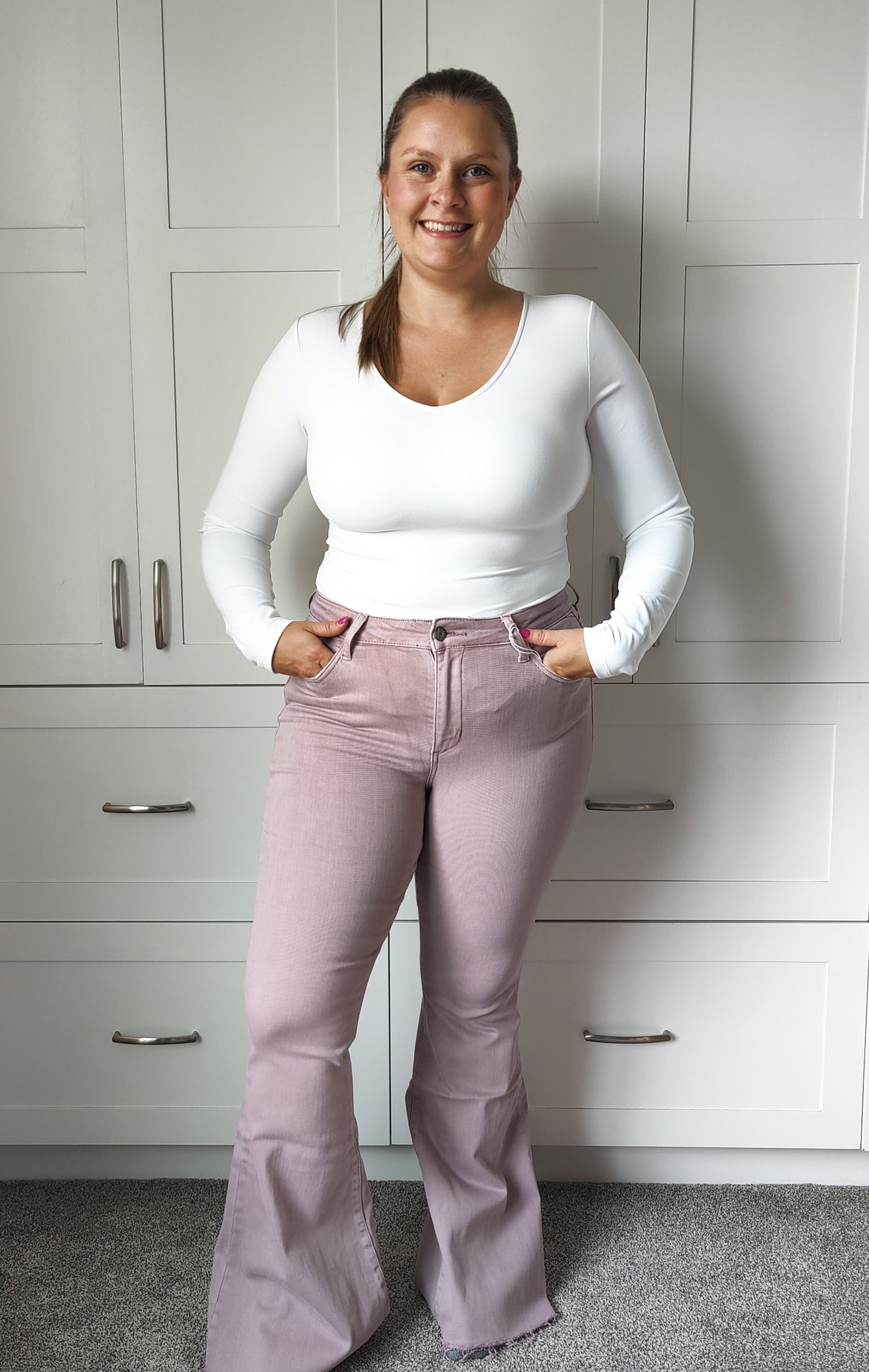 Kelly High Rise Super Flare Coloured Denim by Vervet Vervet
