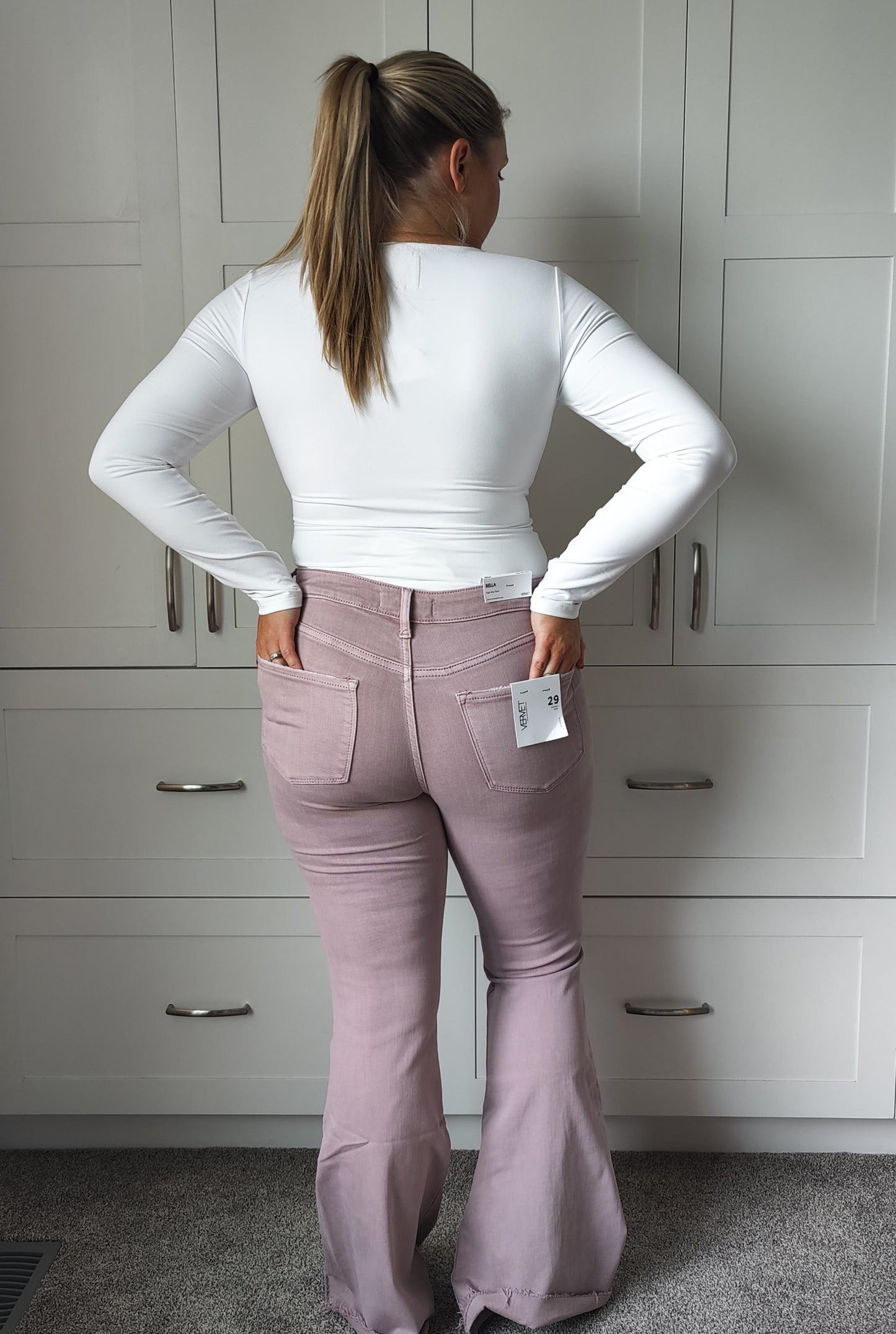 Kelly High Rise Super Flare Coloured Denim by Vervet Vervet