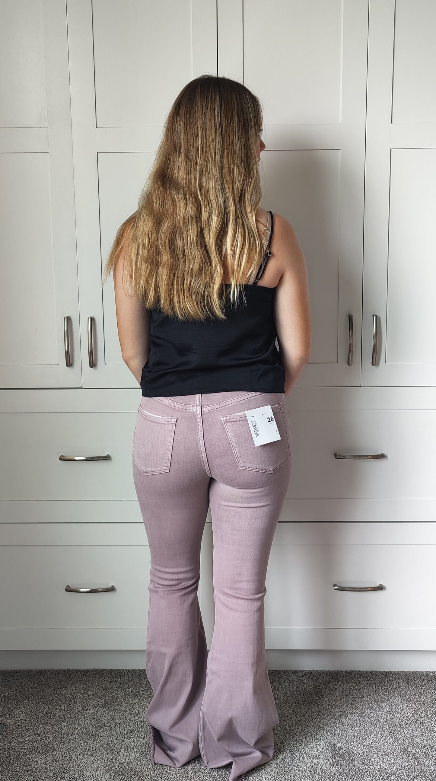 Kelly High Rise Super Flare Coloured Denim by Vervet Vervet