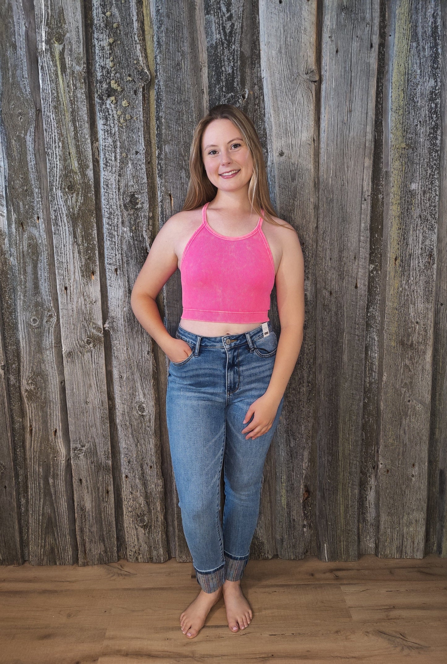 Nora Western Cuff Boyfriend Fit Jeans by Judy Blue jeans Judy Blue