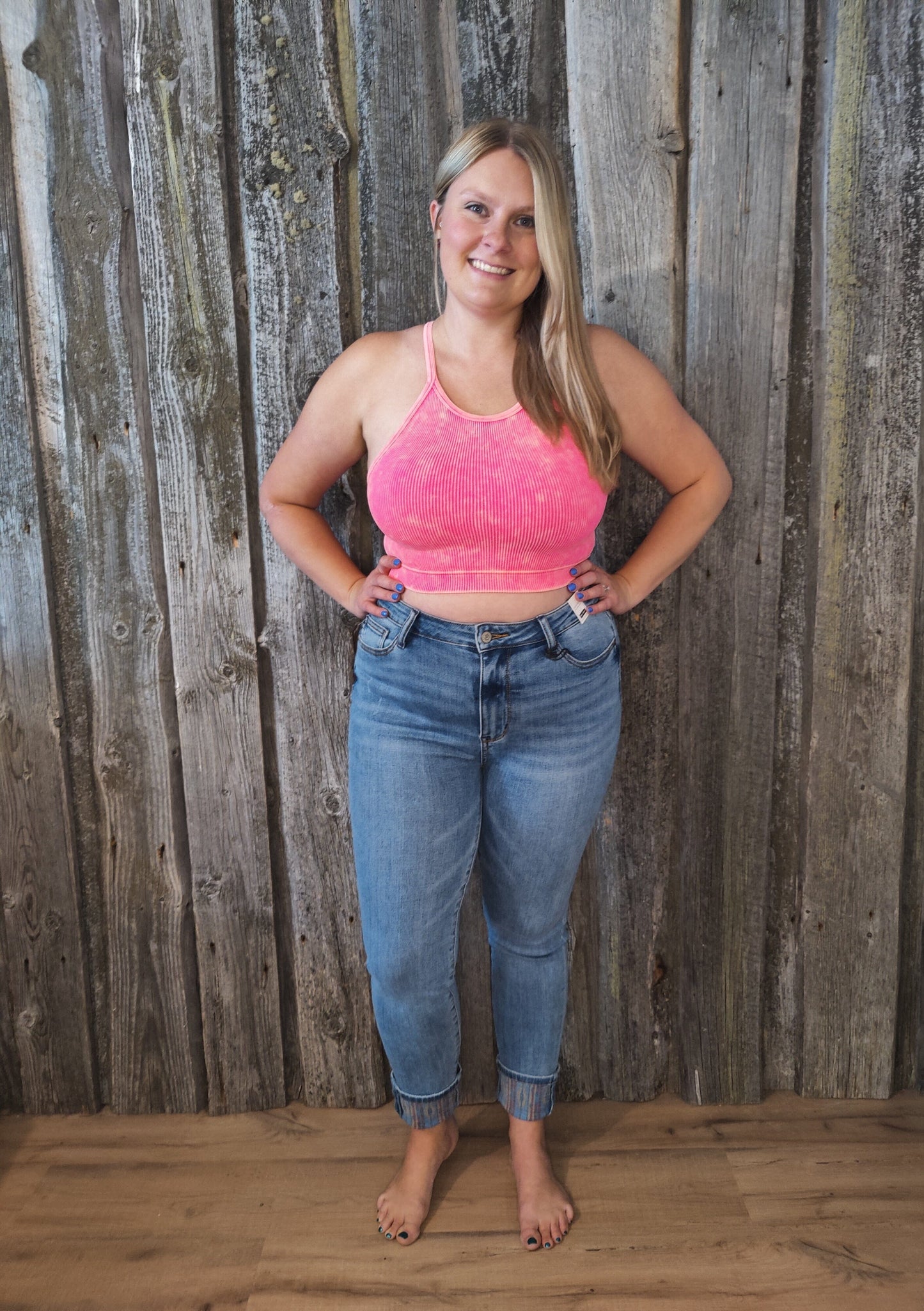 Nora Western Cuff Boyfriend Fit Jeans by Judy Blue jeans Judy Blue