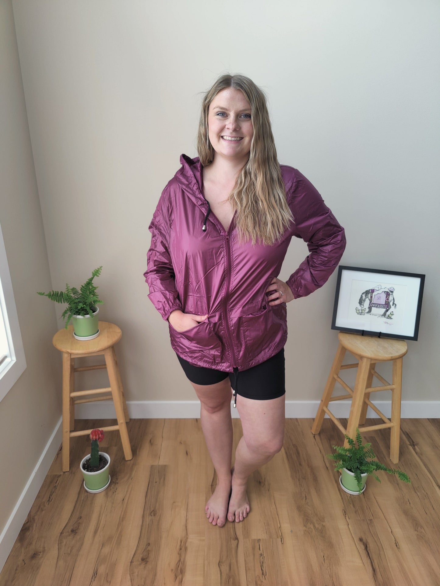 Packable Rain Jacket - Dragon Fruit Jacket Grace & Lace