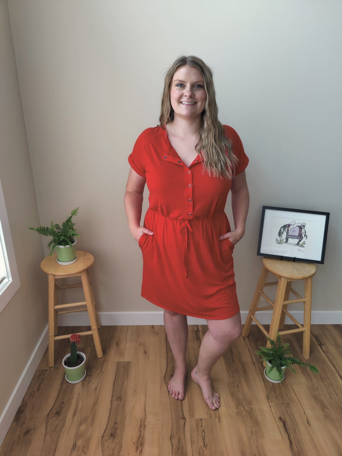Raglan Tee Dress - Hot Red Dress Grace & Lace