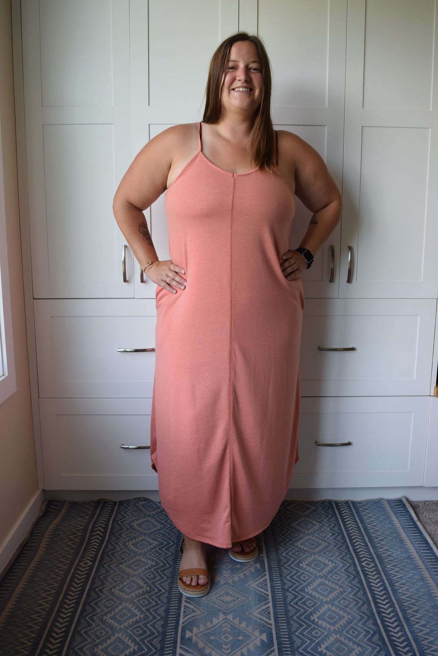 Three Bird Nest Everly Maxi Dress - Salmon Dress Three Bird Nest