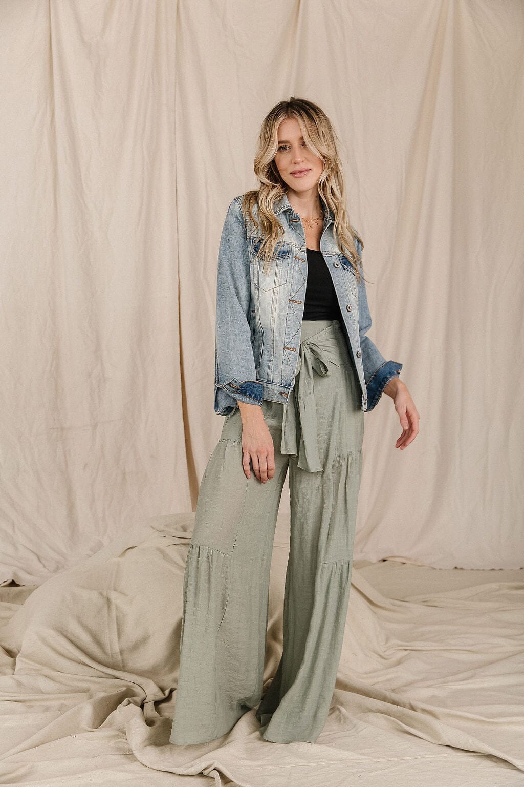 Tiered Boho Pants - sage Pants Ampersand Avenue
