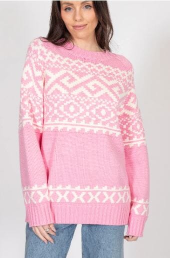 Brunette Faire Isle Sweater - Bubblegum sweater Brunette the Label 