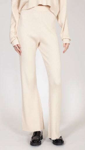 Brunette Olivia Ribbed Knit Straight Leg Pant - Cream Pants Brunette the Label 