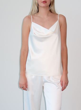 Carrie Satin Camisole Cowl Top - Oyster Shell Unapologetic Boutique 