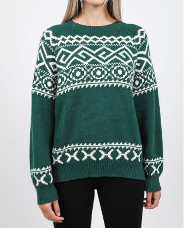Fair Isle Sweater in Emerald - Brunette the Label Unapologetic Boutique 
