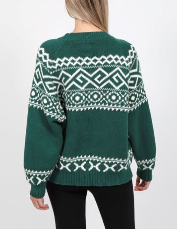 Fair Isle Sweater in Emerald - Brunette the Label Unapologetic Boutique 