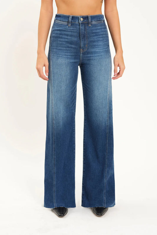 Far Out Wide Leg Jeans with Seaming in Waterfall by Daze Denim Jeans Daze Denim 