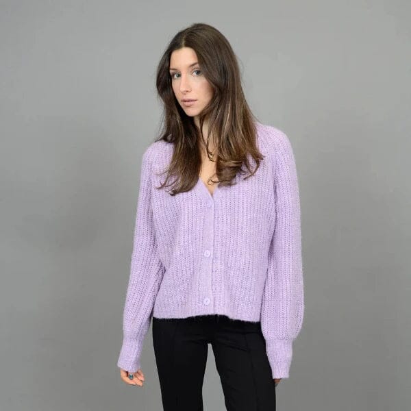 Loretta Long Sleeve Raglan V-Neck Cardigan by RD Style - Lilac Cardigan RD Style 