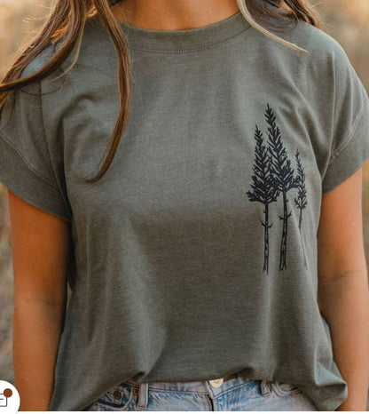 Rustic Three Tree Relaxed Tee Montana Scene 