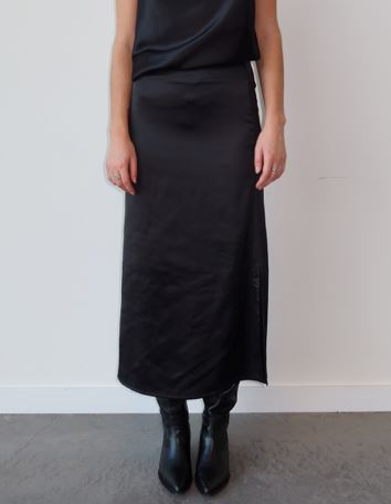 Satin Maxi Skirt in Black - Brunette the Label Unapologetic Boutique 