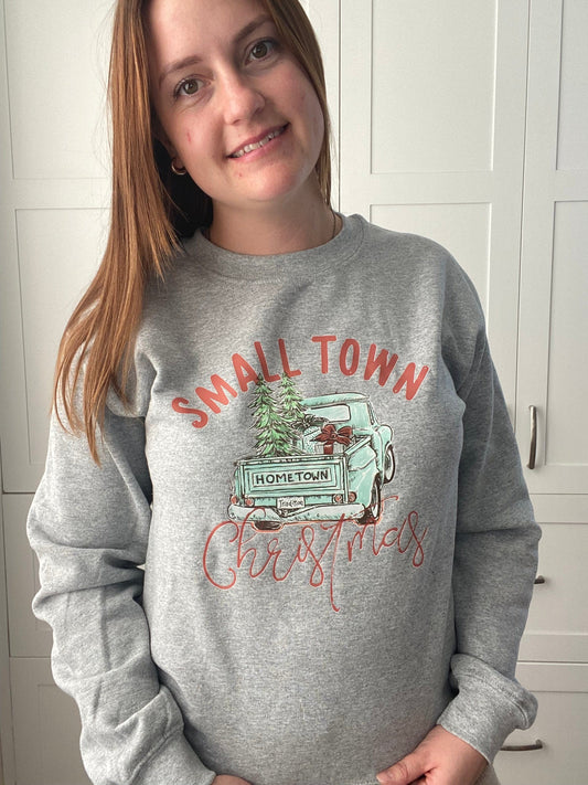Small Town Christmas Crewneck - Grey Sweatshirt Blonde Ambition 