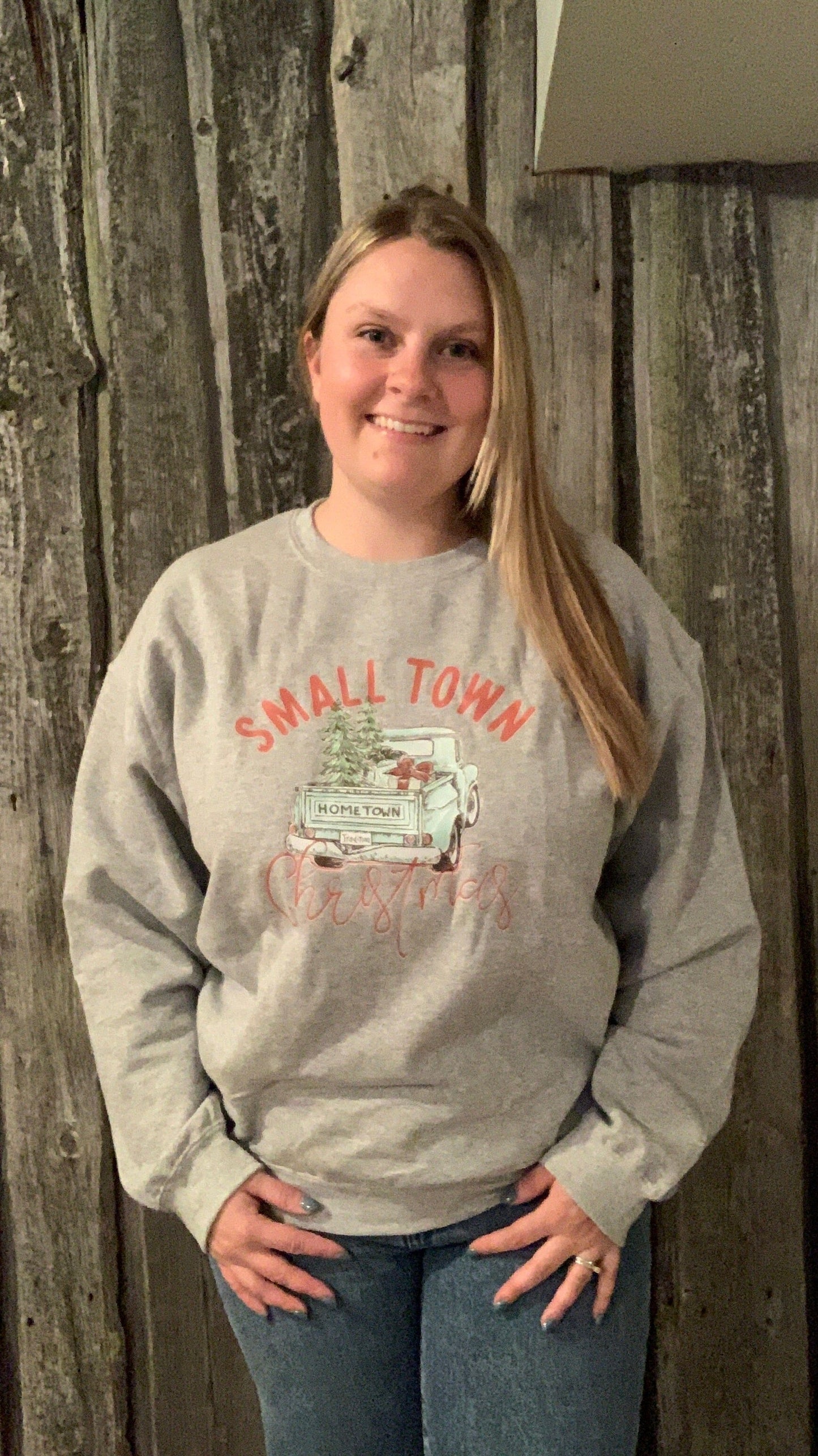 Small Town Christmas Crewneck - Grey Sweatshirt Blonde Ambition 