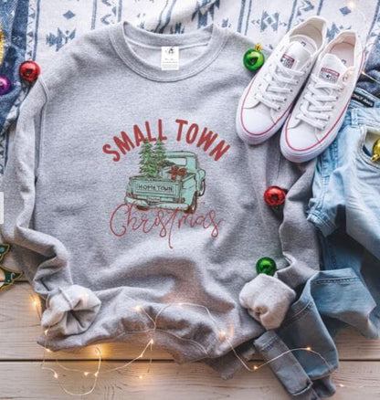 Small Town Christmas Crewneck - Grey Sweatshirt Blonde Ambition 