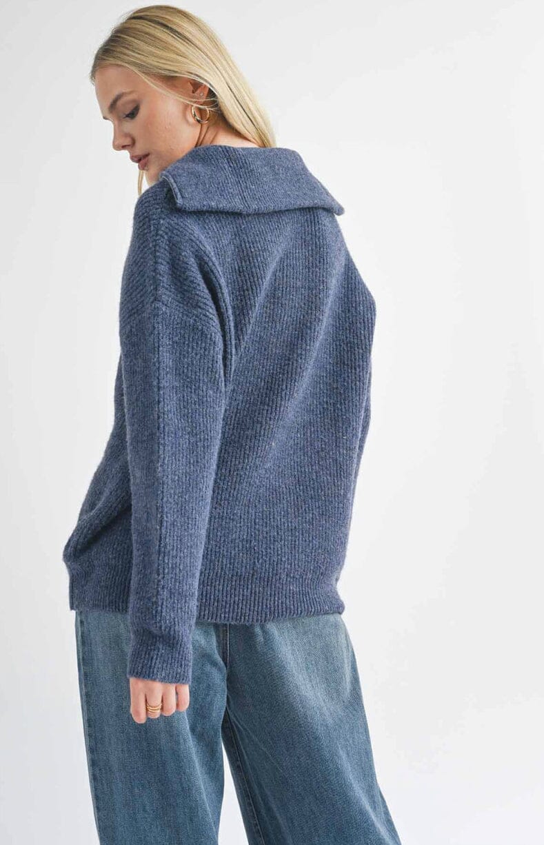 Suzy Half-Zip Sweater - Navy sweater Sage the Label 